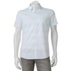 Apt. 9, Men's &reg; Slim-fit Patterned Stretch Button-down Shirt, Size: Large Slim, Blue (navy)