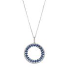 Sterling Silver Simulated Sapphire & Cubic Zirconia Circle Pendant, Women's, Size: 18, Blue
