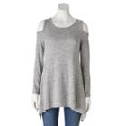 Women's Olivia Sky Handkerchief Cold-shoulder Tee, Size: Large, Dark Grey