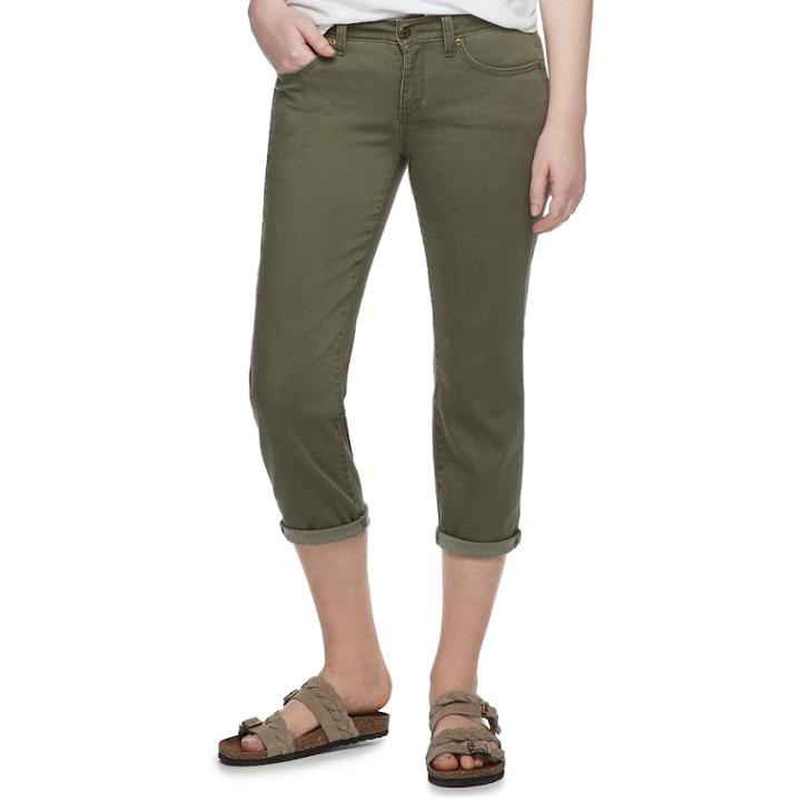Women's Sonoma Goods For Life&trade; Cuffed Capri Jeans, Size: 12, Green