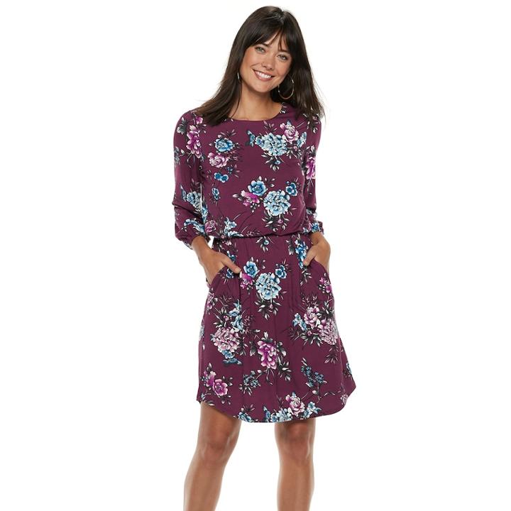 Women's Apt. 9&reg; Blouson Dress, Size: Xl, Dark Red