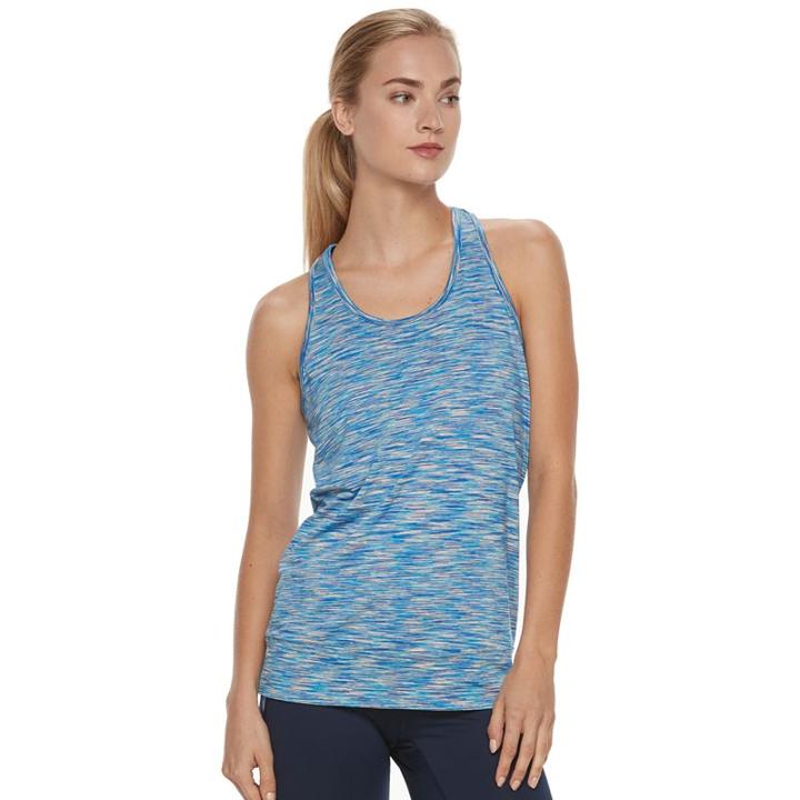 Women's Tek Gear&reg; Space-dye Banded Bottom Racerback Tank, Size: Medium, Blue (navy)