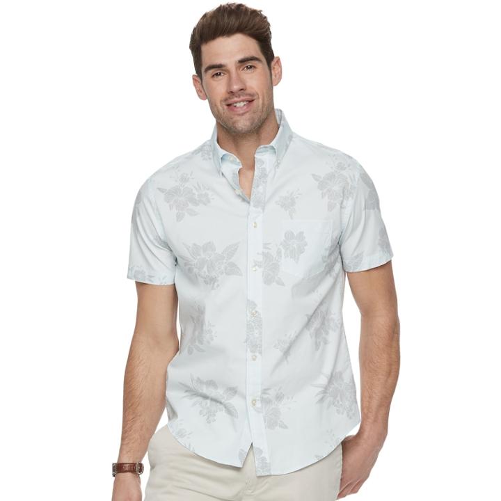 Men's Sonoma Goods For Life&trade; Flexwear Modern-fit Poplin Button-down Shirt, Size: Large, Med Blue