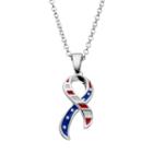 Silver-plated Amercan Flag Ribbon Pendant Necklace, Women's, Size: 18, Multicolor