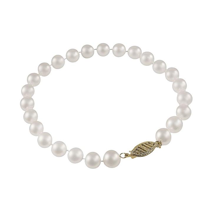 10k Gold Freshwater Cultured Pearl Bracelet - 8-in, Women's, Size: 8, White