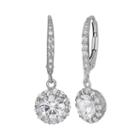 Lab-created White Sapphire Sterling Silver Halo Drop Earrings, Women's