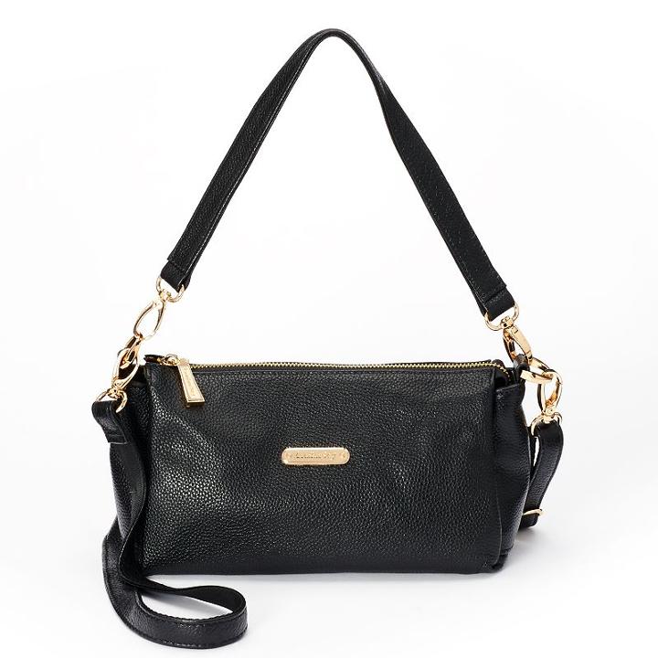 Leatherbay Anzio Crocodile Shoulder Bag, Women's, Black