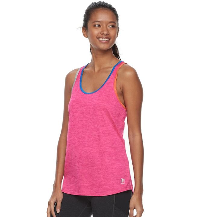 Women's Fila Sport&reg; Space-dyed Racerback Tank, Size: Large, Med Pink