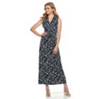 Women's Nina Leonard Print Twist-front Maxi Dress, Size: Large, Blue (navy)
