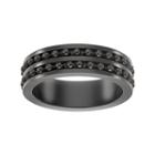 Black Ion-plated Stainless Steel Spinner Wedding Band - Men, Size: 12