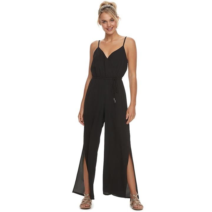 Juniors' Lily Rose Surplice Jumpsuit, Teens, Size: Medium, Black
