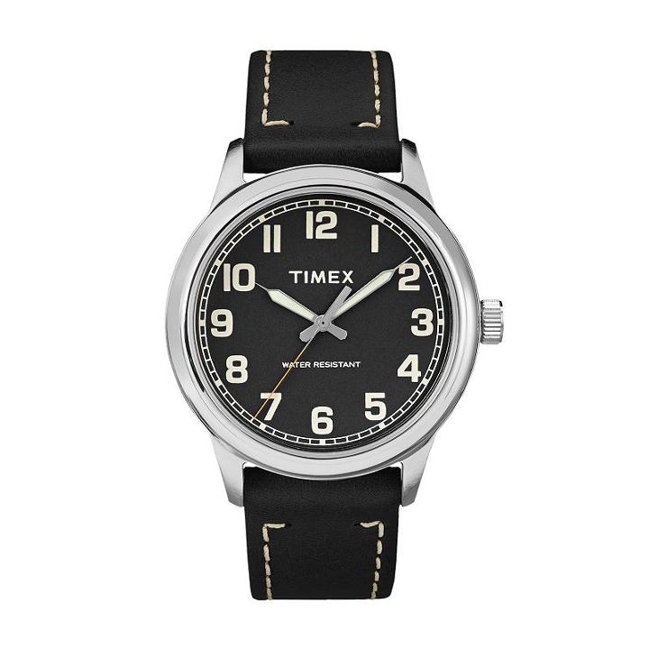 Timex Men's New England Leather Watch, Size: Large, Black
