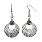 Hammered Cutout Nickel Free Drop Hoop Earrings, Women's, Grey