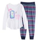 Girls 4-14 So® Holiday Handkerchief Hem Tunic & Thermal Fleece Leggings Set, Size: S (7/8), White