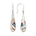 Sterling Silver Mother-of-pearl And Abalone Teardrop Earrings, Women's, Grey