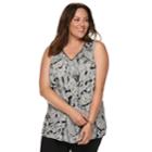 Plus Size Croft & Barrow&reg; Print Pintuck Tank, Women's, Size: 2xl, Med Beige