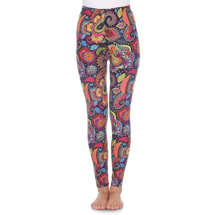 Women's White Mark Printed Leggings, Purple