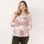 Maternity Lc Lauren Conrad Pintuck Peasant Top, Women's, Size: S-mat, White