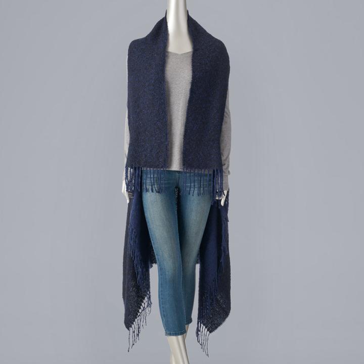 Simply Vera Vera Wang Two Tone Reversible Long Vest, Women's, Blue (navy)