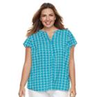 Plus Size Croft & Barrow&reg; Crepe Popover Top, Women's, Size: 1xl, Turquoise/blue (turq/aqua)