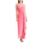 Women's Chaps Surplice Drape-front Full-length Dress, Size: 10, Pink