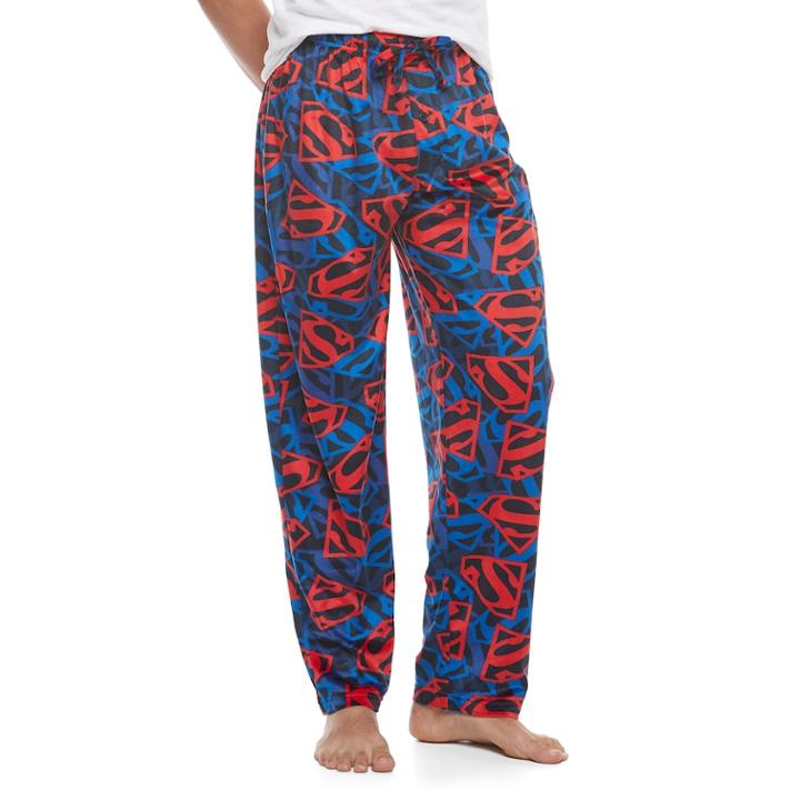 Men's Dc Comics Superman Shield Sueded Fleece Lounge Pants, Size: Medium, Blue