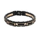 Lynx Ion-plated Stainless Steel Two Tone Bracelet - Men, Size: 8.5, Black