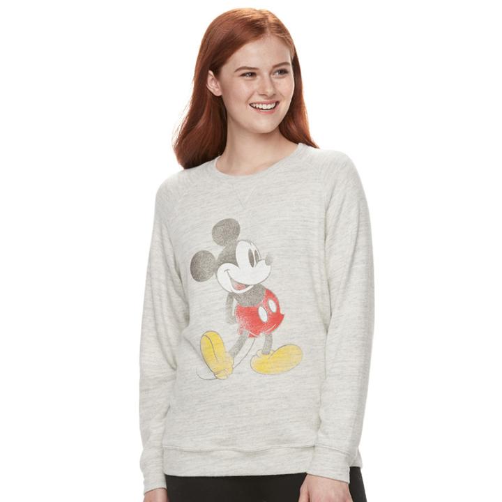 Disney's Mickey Mouse Juniors' Graphic Long Sleeve Tee, Teens, Size: Xs, Light Grey