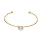14k Gold Plated Simulated Pearl & Crystal Halo Cuff Bracelet, Women's, Blue
