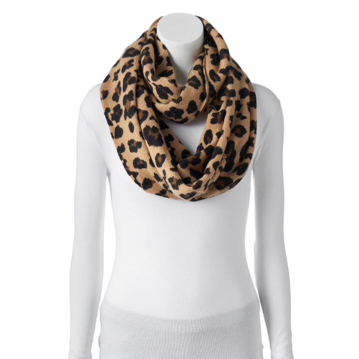 Apt. 9&reg; Leopard Print Knit Infinity Scarf, Women's, Med Beige
