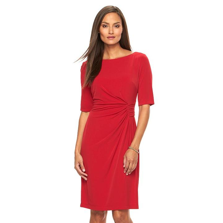 Women's Suite 7 Ruched Sheath Dress, Size: 8, Med Red