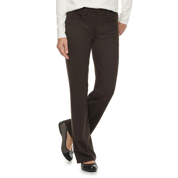 Women's Croft & Barrow&reg; Easy Care Bootcut Pants, Size: 16 Short, Black