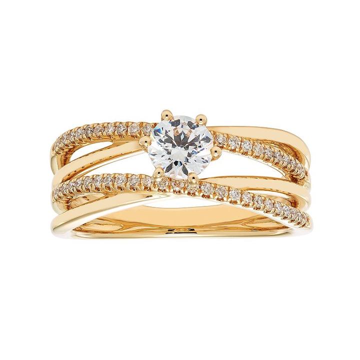 14k Gold 3/4 Carat T.w. Igl Certified Diamond Crisscross Engagement Ring, Women's, Size: 8, White