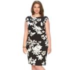 Plus Size Chaps Floral Draped Sheath Dress, Women's, Size: 16 W, Black