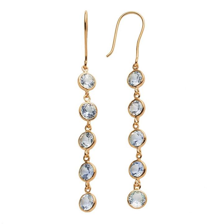 14k Gold Over Silver Lab-created Aquamarine Linear Drop Earrings, Women's, Blue