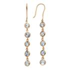 14k Gold Over Silver Lab-created Aquamarine Linear Drop Earrings, Women's, Blue