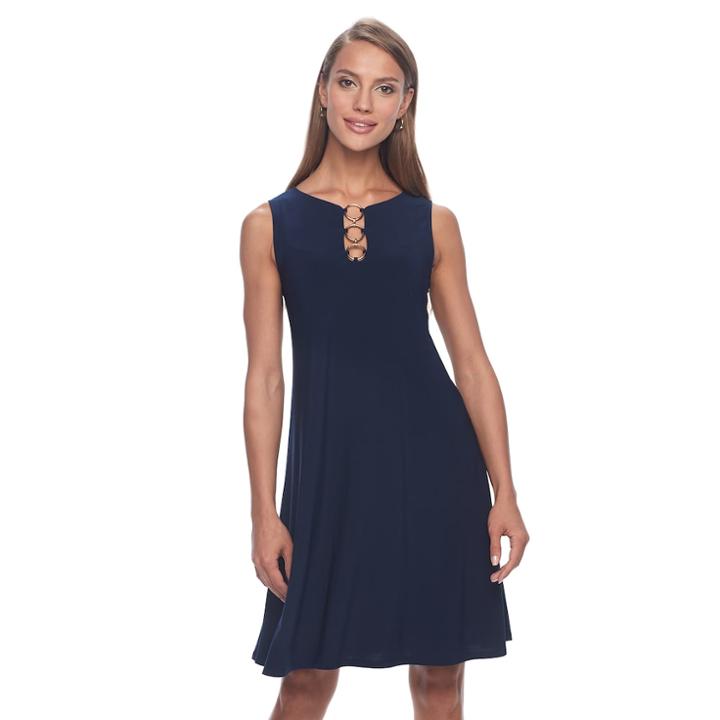 Women's Msk Three Ring Shift Dress, Size: Small, Blue (navy)