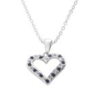 Diamond Mystique Sapphire Platinum Over Silver Heart Pendant Necklace, Women's, Size: 18, Blue