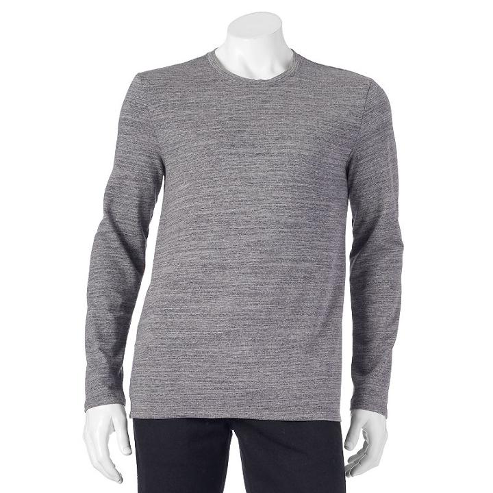 Men's Apt. 9&reg; Jaspe Modern-fit Interloop Texture-striped Tee, Size: Medium, Black