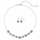Apt. 9&reg; Fireball Coil Bead Necklace & Drop Earring Set, Women's, Silver
