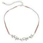 Lc Lauren Conrad Pink Faux Suede Simulated Crystal Vine Choker Necklace, Women's