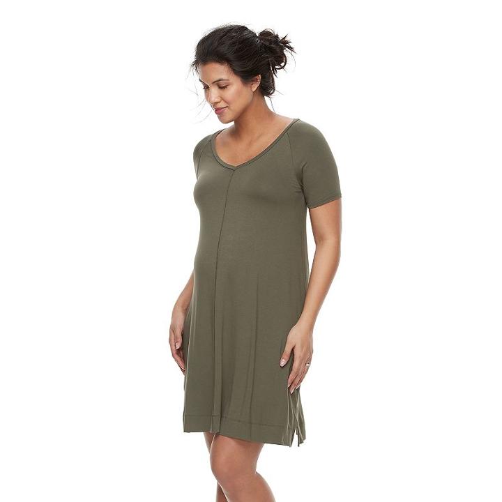 Maternity A:glow Swing T-shirt Dress, Women's, Size: M-mat, Green