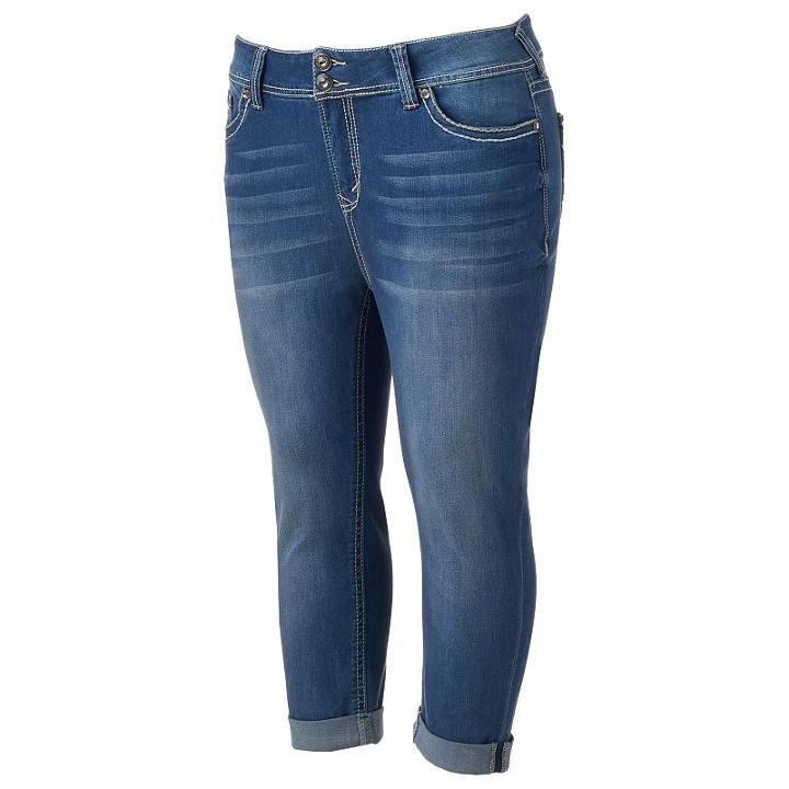 Juniors' Plus Size Wallflower Curvy Rolled Denim Capris, Girl's, Size: 24 W, Brt Orange