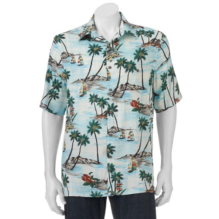 Big & Tall Batik Bay Classic-fit Tropical Button-down Shirt, Men's, Size: Xxl Tall, Turquoise/blue (turq/aqua)
