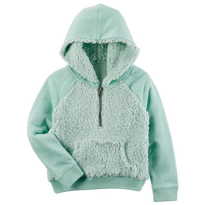 Baby Girl Carter's Hooded Sherpa Sweatshirt, Size: 24 Months, Lt Green