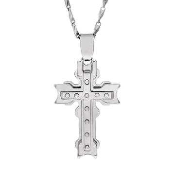 Brooklyn Exchange Stainless Steel Cross Pendant Necklace - Men, Size: 24, Grey