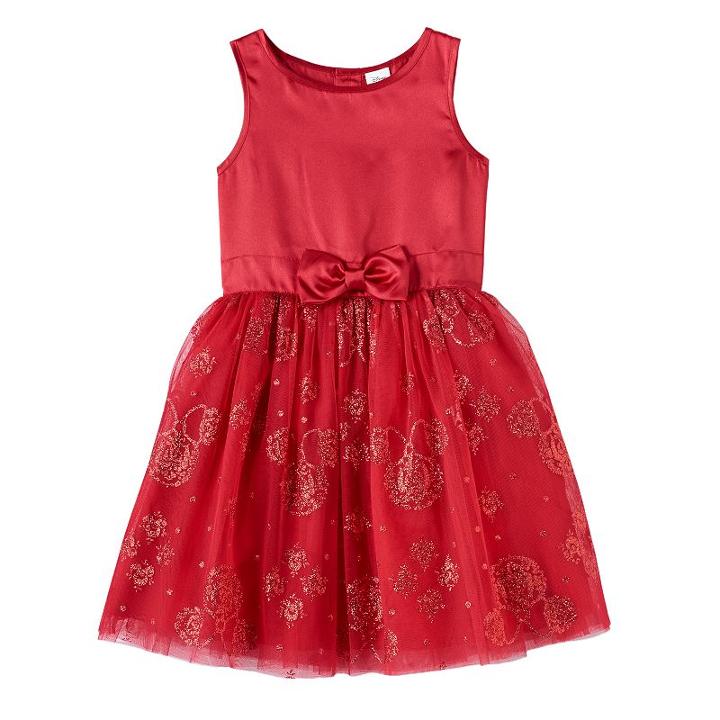 Disney's Minnie Mouse Girls 4-7 Satin Bow Glitter Tulle Dress By Jumping Beans&reg;, Girl's, Size: 5, Med Red