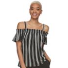 Juniors' Candie's&reg; Smocked Cold-shoulder Top, Teens, Size: Xs, Black