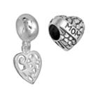 Individuality Beads Sterling Silver Mom Bead & Openwork Heart Charm Set, Women's