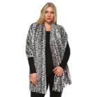 Plus Size White Mark Fringe Shawl, Women's, Gray Tiger